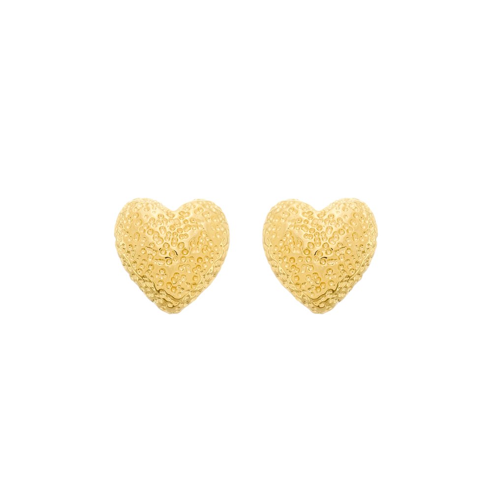 Brinco Dourado de Coração Irregular