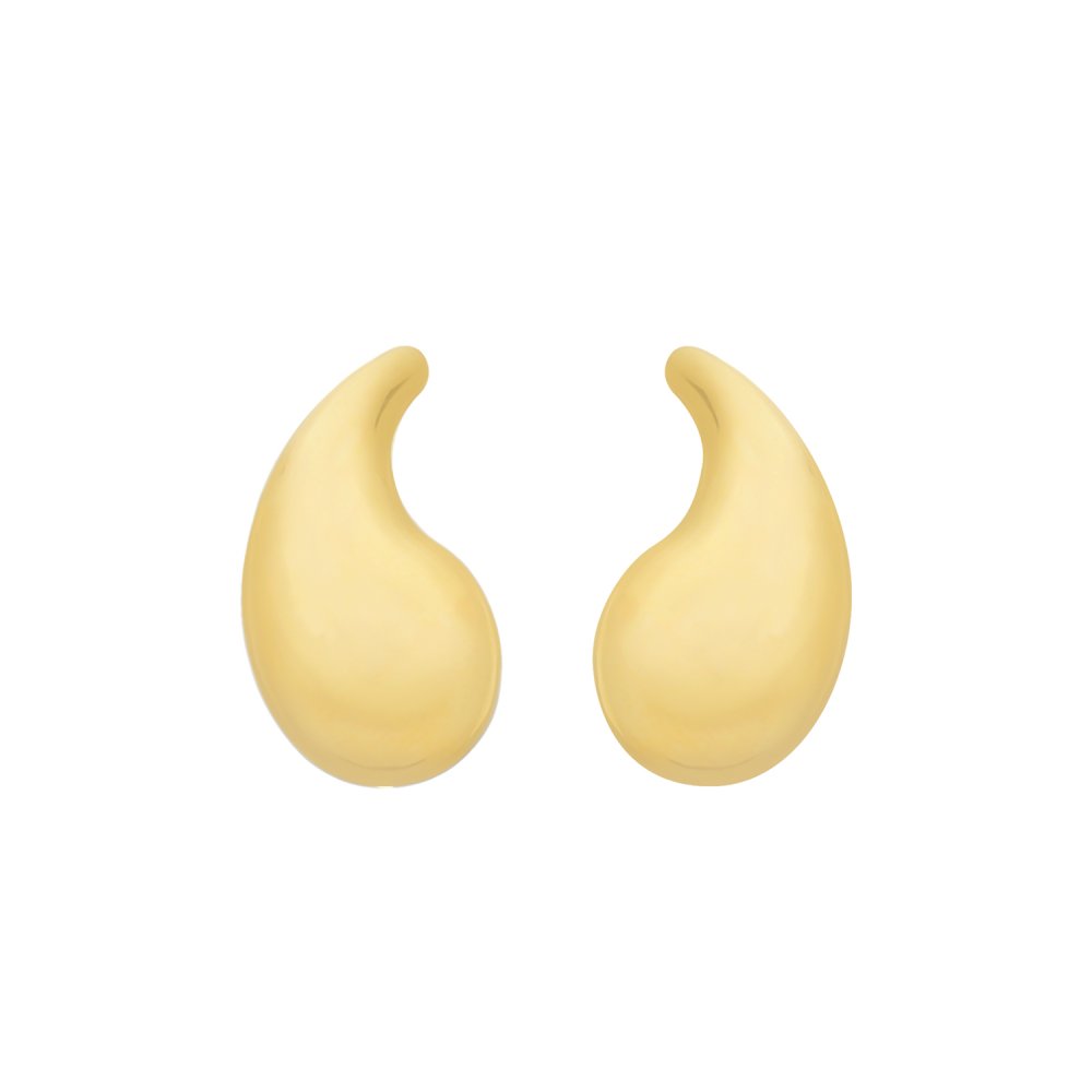 Brinco Dourado Gota Curvada Média