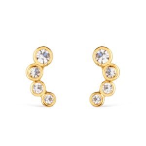 Brinco Dourado com 4 Pontos de Luz em Zircônia