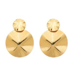 Brinco Dourado Orgânico Dois Círculos Amassados