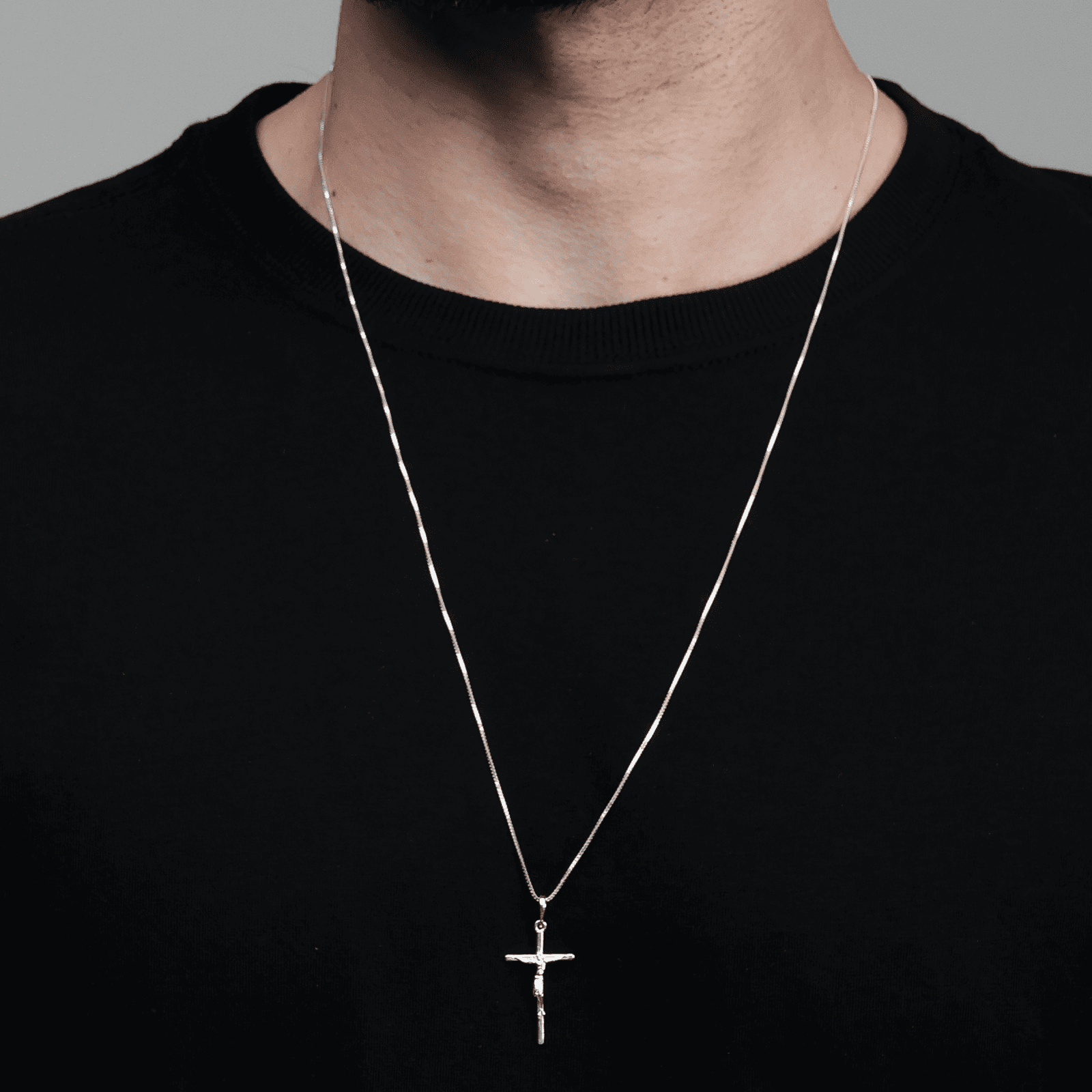Colar Masculino 70cm Crucifixo em Prata 925 - Imagem 2