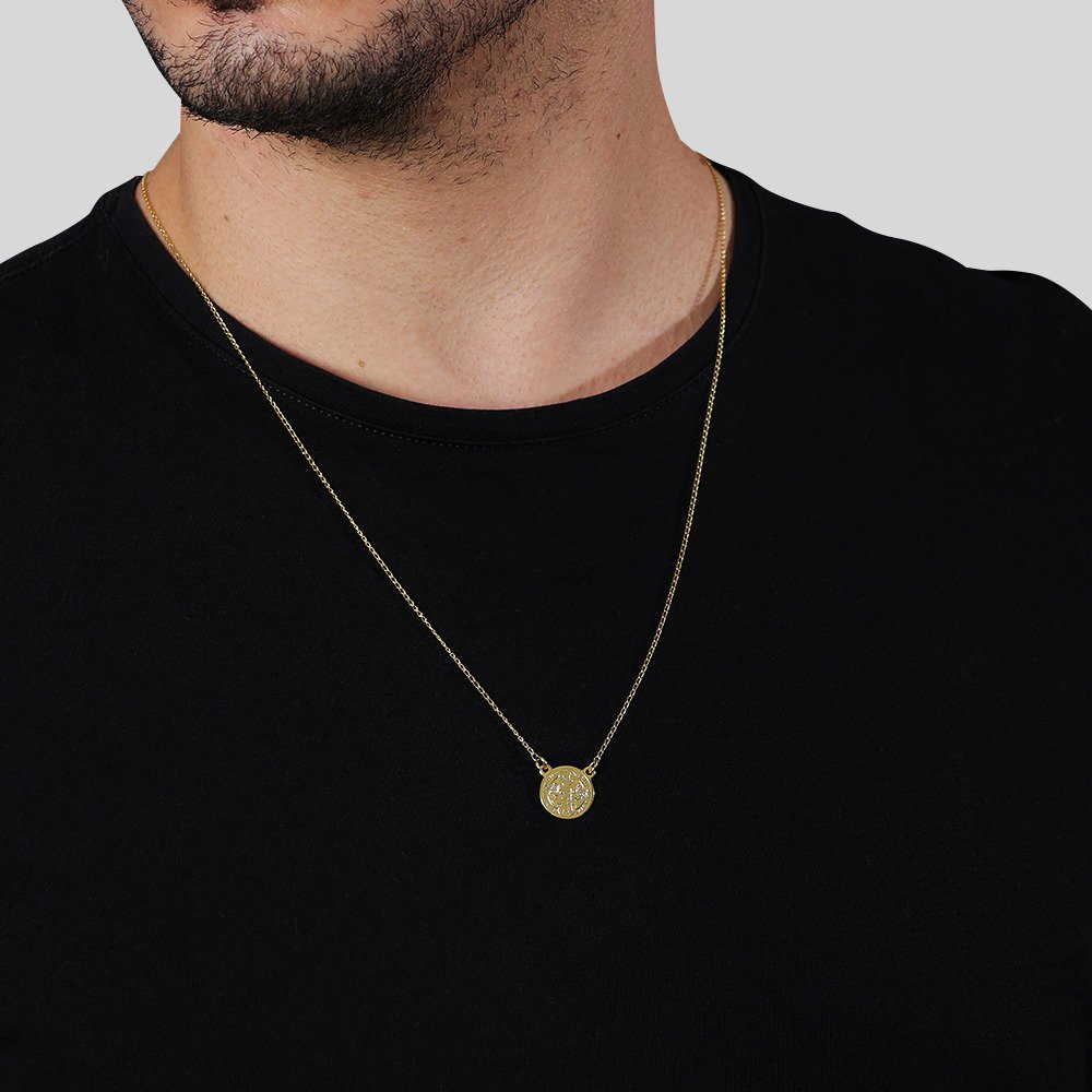 Escapulário Dourado Masculino Redondo São Jorge - Imagem 2