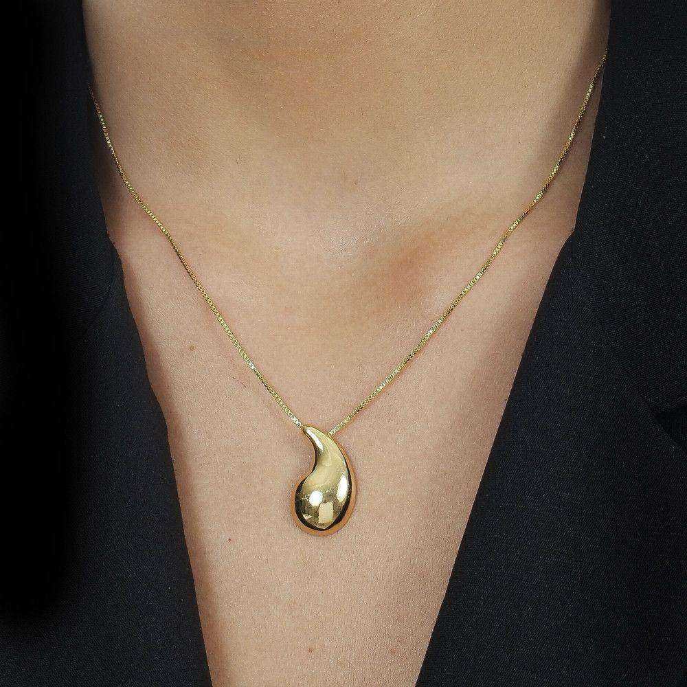 Colar Dourado de Gota Curvada - Imagem 2