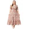 Vestidos Femininos Plus Size da Moda Estilo Boêmio de Verão com Decote V Sexy Estampado Floral Casuais Maxi com Fenda - Imagem 8