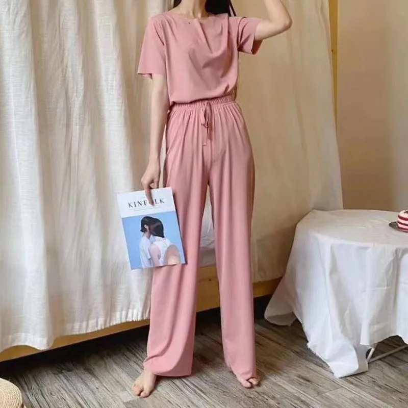 Conjunto de Pijamas de Verão 2026, Moda Casual, Tecido Leve, Conjunto de Duas Peças para Mulheres - Imagem 13