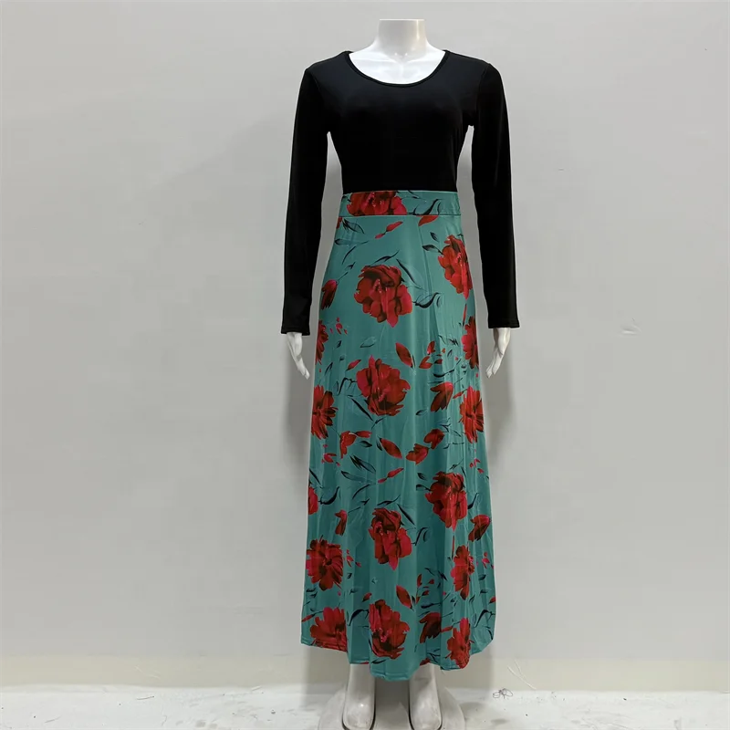 Novo Vestido Maxi de Verão para Mulheres com Estampa Floral, Cintura Alta, Lavável, Manga Curta, Tamanho Plus - Imagem 2