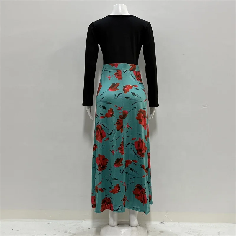 Novo Vestido Maxi de Verão para Mulheres com Estampa Floral, Cintura Alta, Lavável, Manga Curta, Tamanho Plus - Imagem 3
