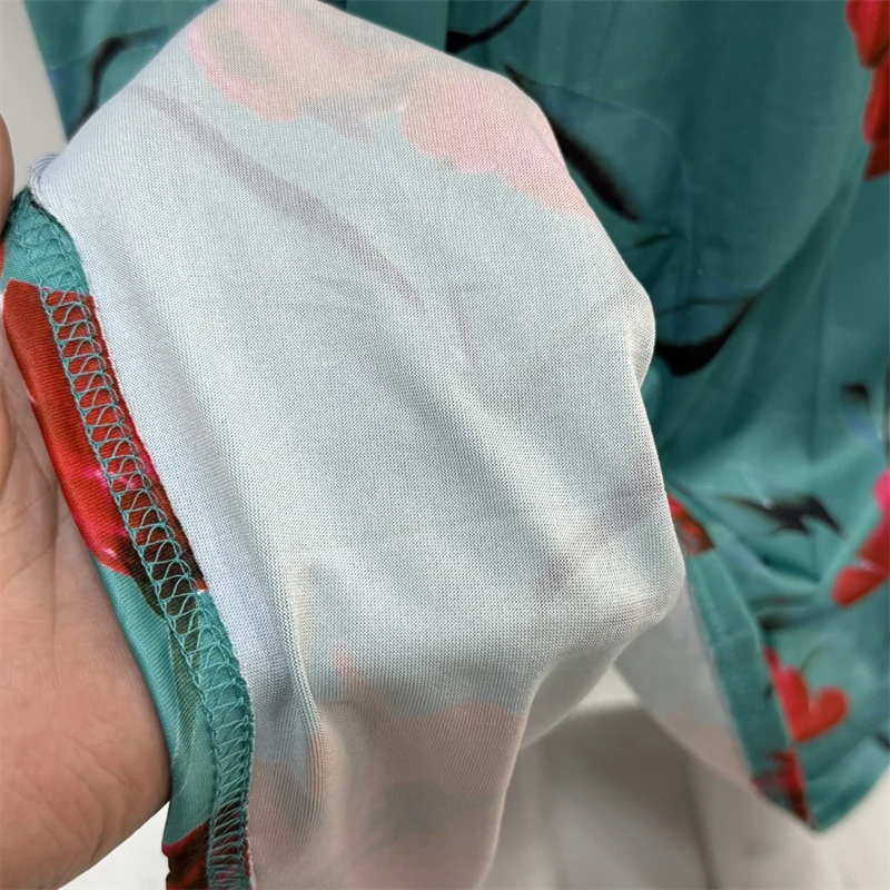 Novo Vestido Maxi de Verão para Mulheres com Estampa Floral, Cintura Alta, Lavável, Manga Curta, Tamanho Plus - Imagem 6