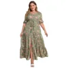 Vestidos Femininos Plus Size da Moda Estilo Boêmio de Verão com Decote V Sexy Estampado Floral Casuais Maxi com Fenda - Imagem 7
