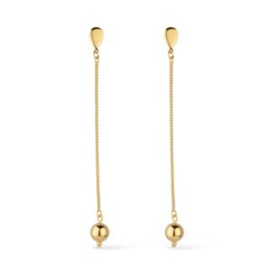 Brinco Dourado de Corrente com Bola