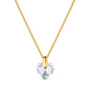 Colar Dourado de Coração em Cristal