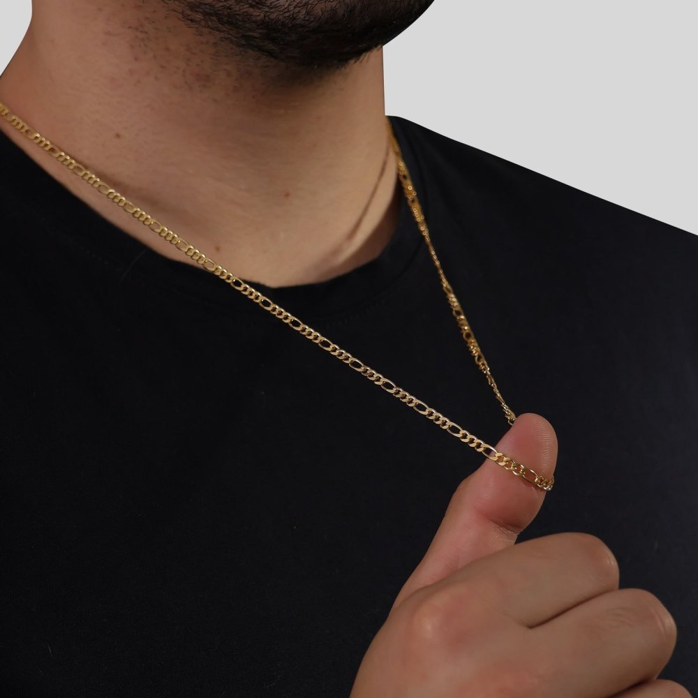 Corrente Dourada Masculina Elo 3 por 1 - 3mm - Imagem 2
