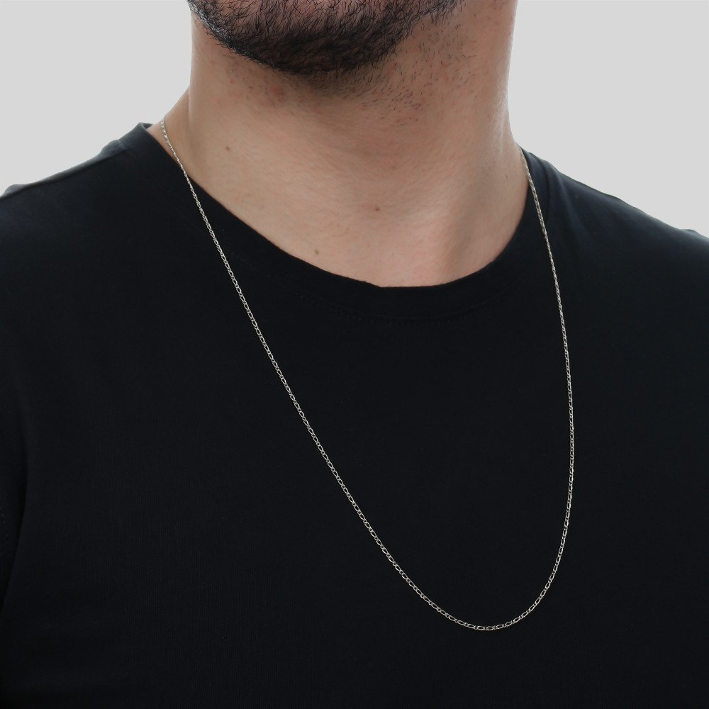 Corrente Prateada Masculina Elo 1 por 1 - Imagem 2
