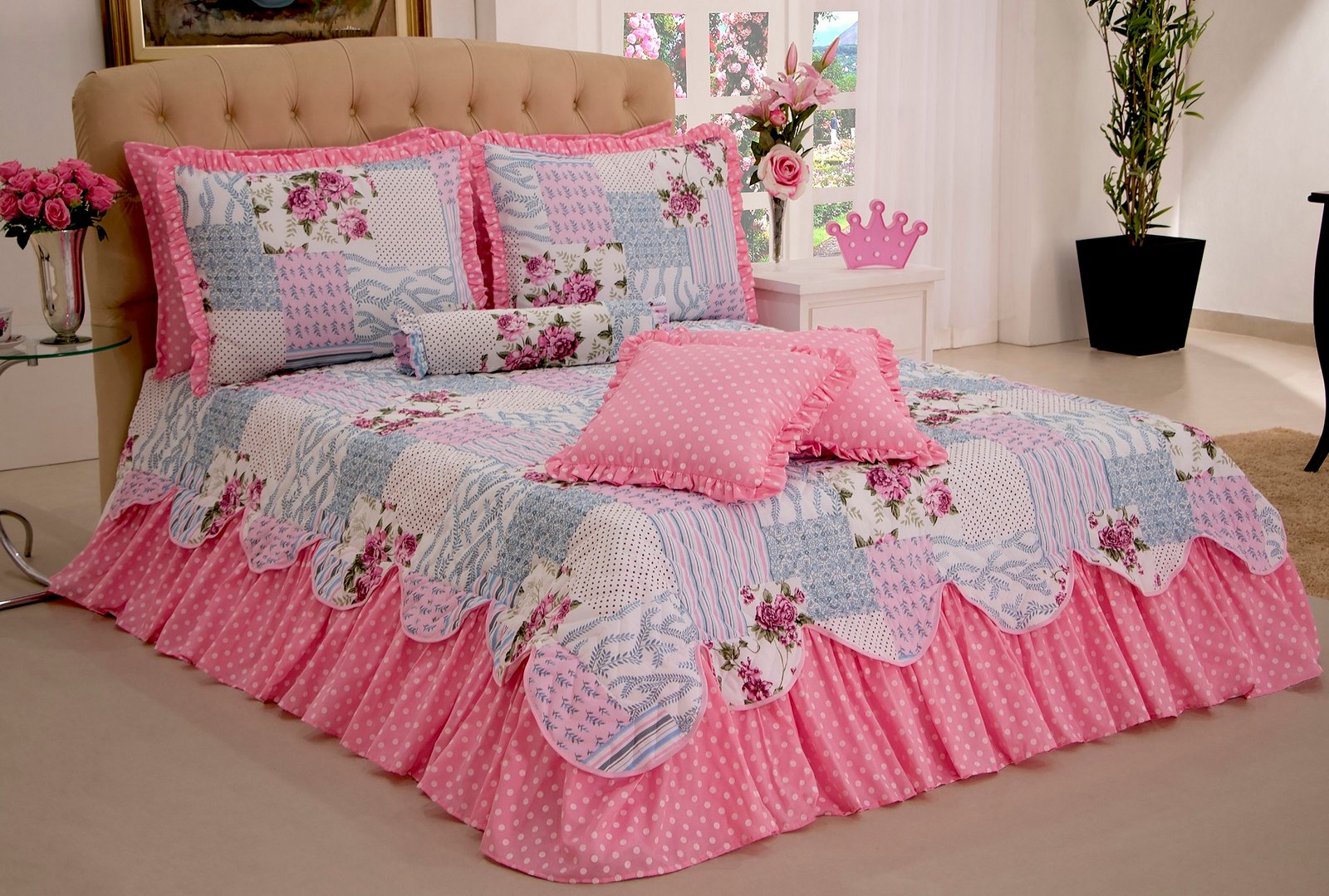 Kit Colcha Cobre leito Belize casal king size 05 pçs rosa - Imagem 5