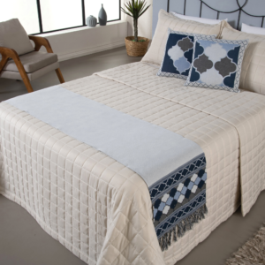 Kit Peseira de Cama Grécia 5 Peças King 60% Algodão / 40% Poliéster Jacquard com
