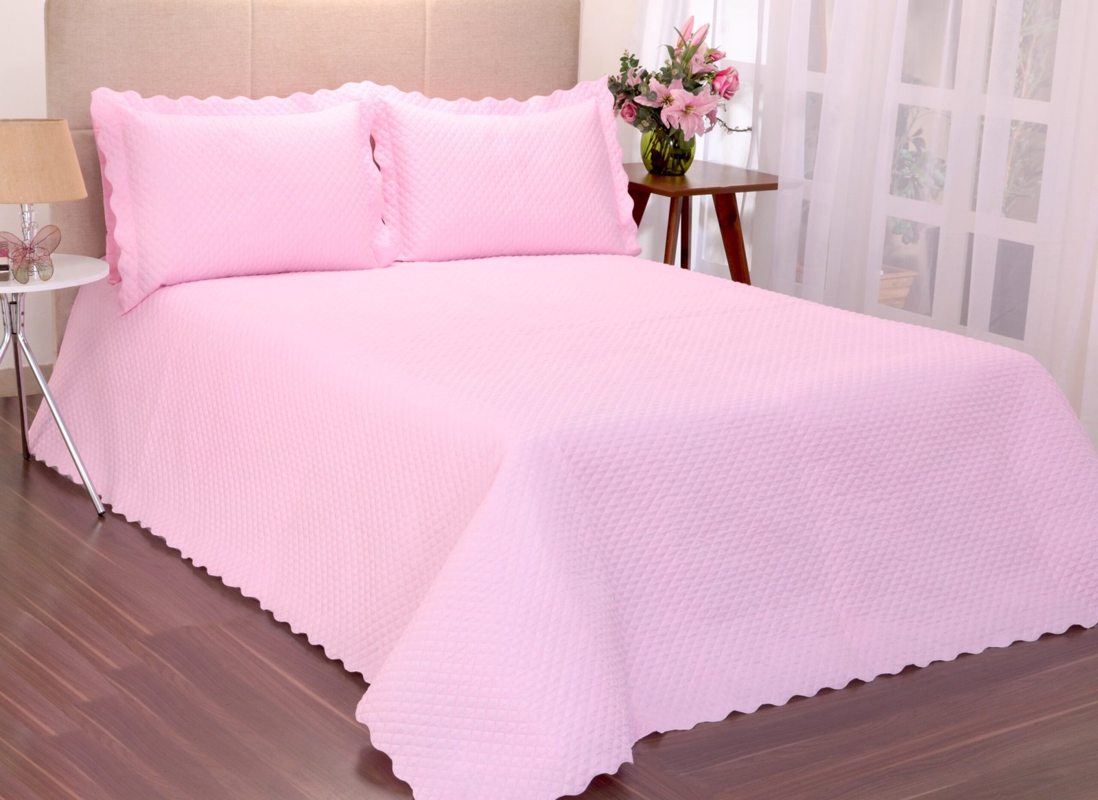 Kit Cobreleito Classic Queen 03 pçs Rosa