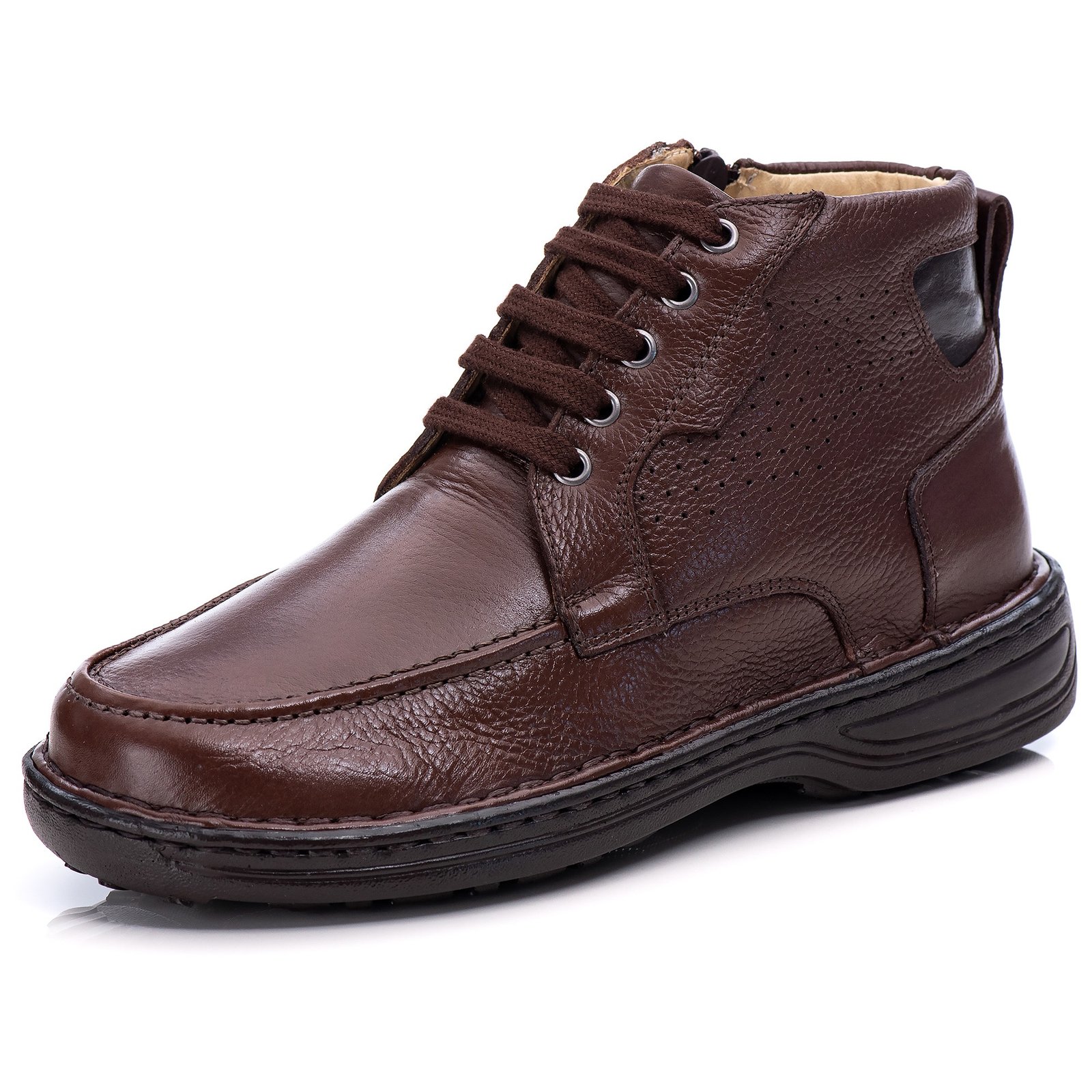 Sapato Casual Conforto Couro Marrom