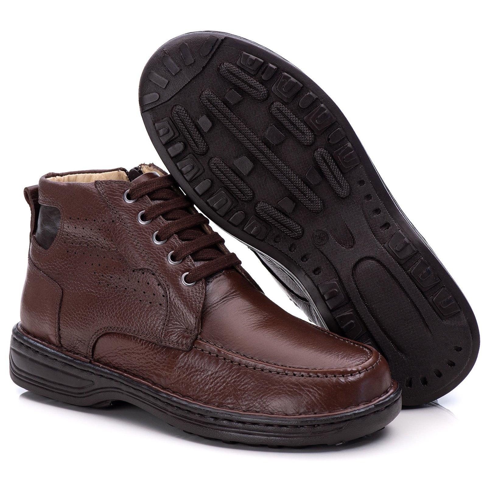 Sapato Casual Conforto Couro Marrom - Imagem 3