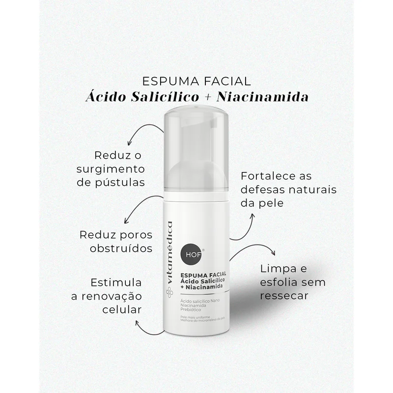 Espuma de Limpeza Facial Anti Acne e Oleosidade com Ácido Salicílico Nano + Niac - Imagem 3