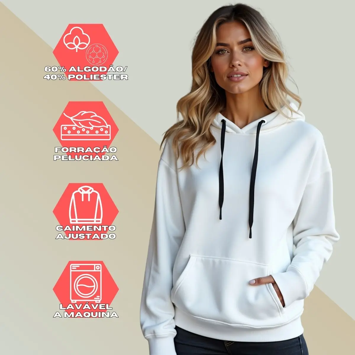 Moletom Canguru Liso Blusa Unissex Algodão Flanelado GuGi Bolso Frontal Capuz Aj - Imagem 2