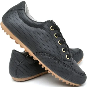 Tenis Casual Mocassim Feminino com Cadarço e Sola de Borracha Antiderrapante
