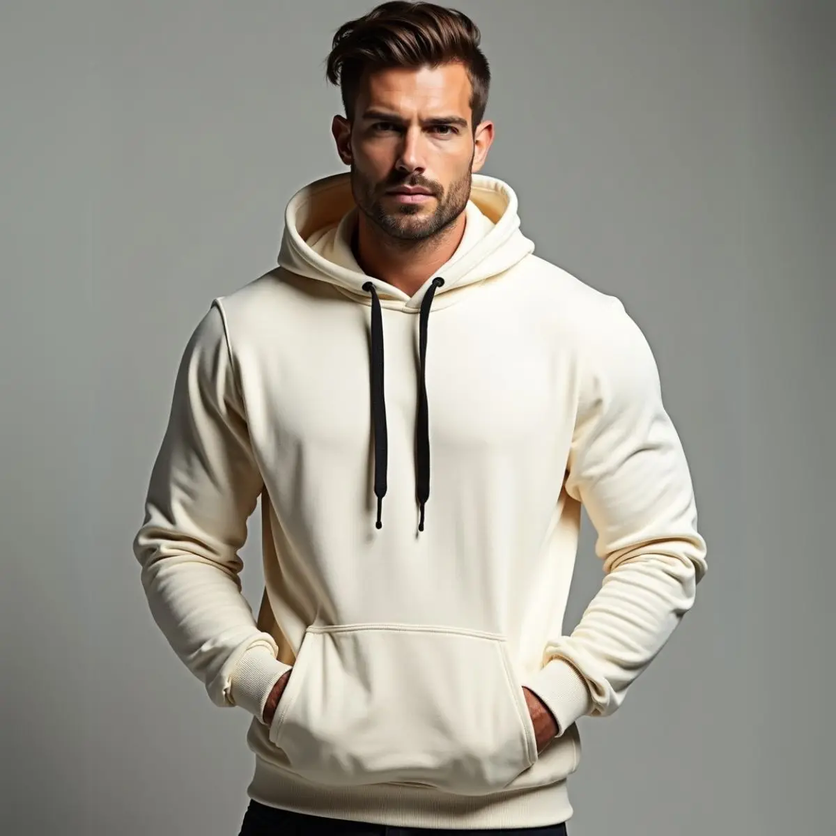 Moletom Canguru Liso Blusa Unissex Algodão Flanelado GuGi Bolso Frontal Capuz Aj - Imagem 4