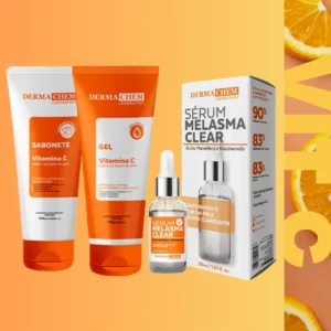 Kit 3 Skincare Vitamina C Clareador Dermachem - Sérum Melasma Clear Clareador /
