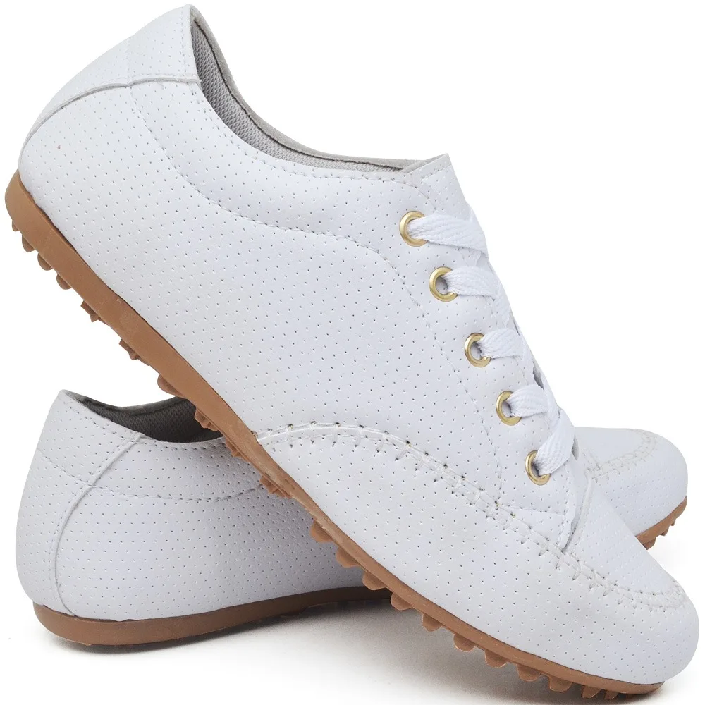 Tenis Casual Mocassim Feminino com Cadarço e Sola de Borracha Antiderrapante - Imagem 3