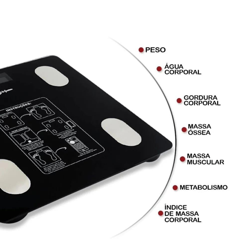 Balança Digital Corporal Bioimpedancia Aplicativo Bluetooth Fitness Controle de - Imagem 5
