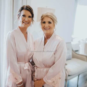 Kimono renda cetim madrinhas de seda robe noiva