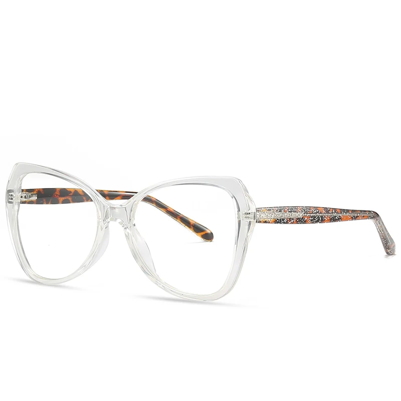 Óculos Ópticos New Big Frame Anti-Blue Light Lady Spectacle Frames com Vermelho e Azul Primavera Pin Temple - Imagem 2