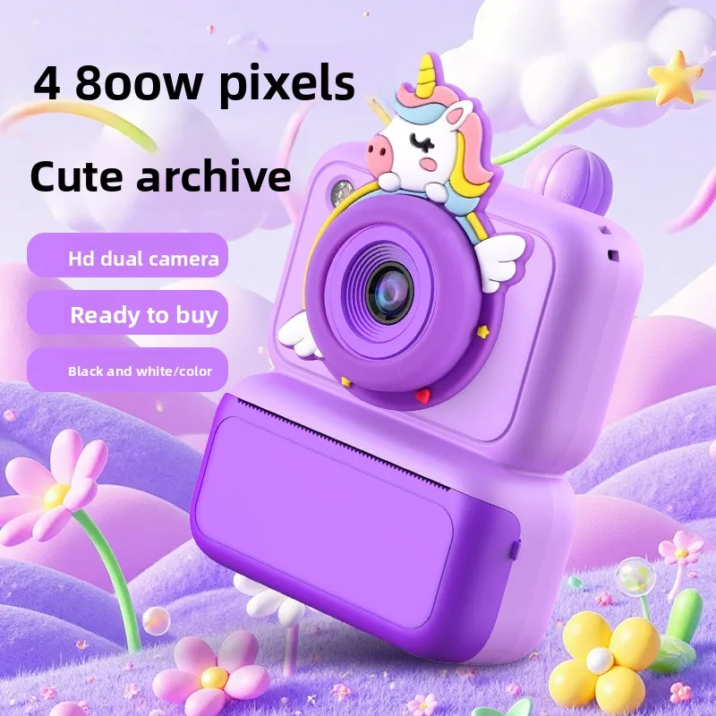 Câmera Instantânea Dupla Infantil Y350 com Capa de Silicone, Tela de 2.4", Impressão de Fotos e Gravação de Vídeos, Presente para Crianças - Imagem 2