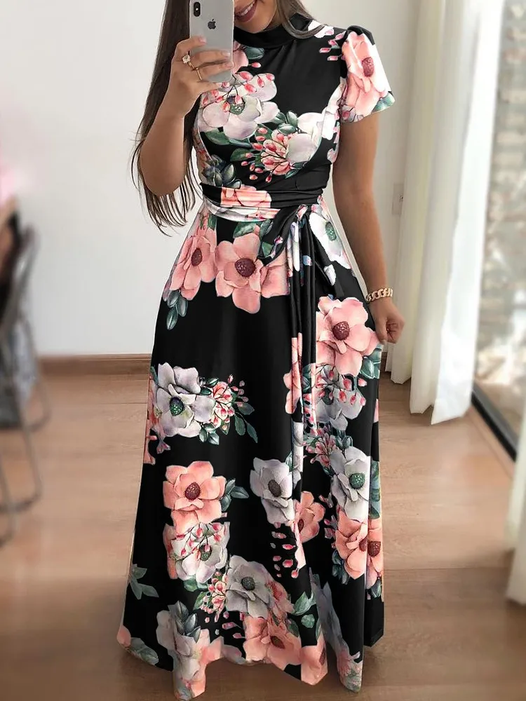 Vestido Feminino de Verão, Vestidos de Festa, Saias Longas de Praia e Vestidos Casuais Florais - Imagem 4