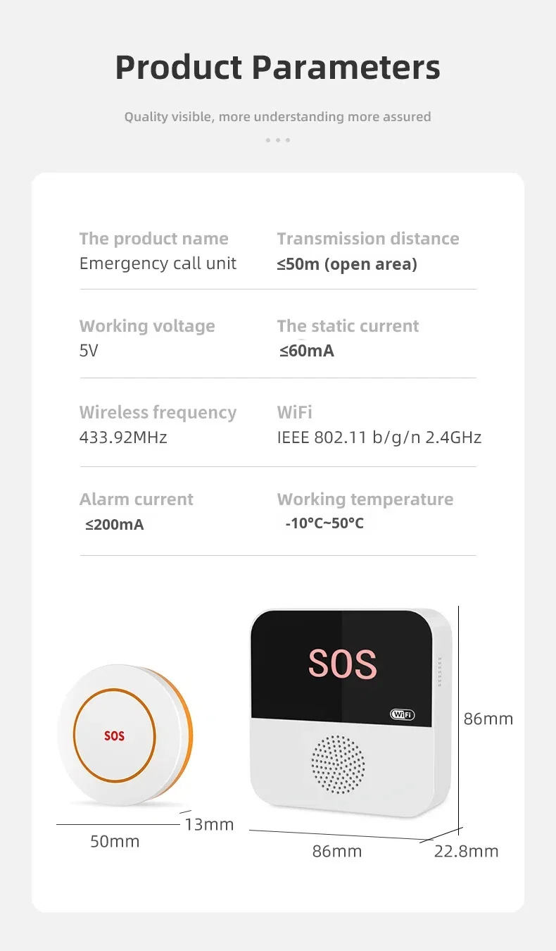 Botão de Chamada Elétrico Sem Fio Inteligente Tuya Controle por Aplicativo WiFi Botão de Emergência SOS Sensor de Alarme Monitoramento - Imagem 11