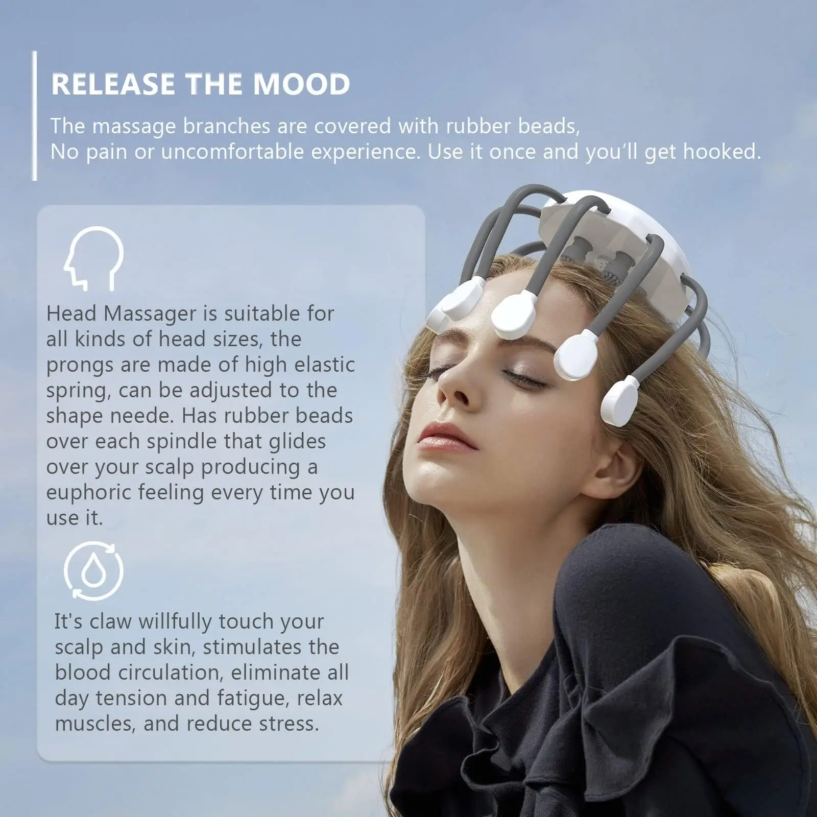 Máquina elétrica portátil sem fio para massagear cabelos com luz vermelha relaxante - Imagem 4