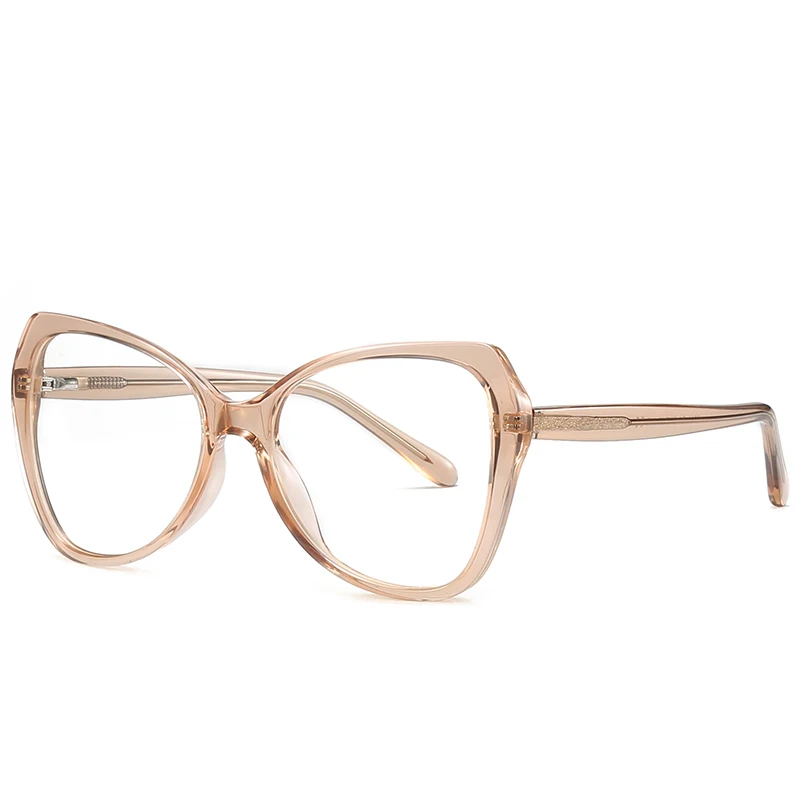 Óculos Ópticos New Big Frame Anti-Blue Light Lady Spectacle Frames com Vermelho e Azul Primavera Pin Temple - Imagem 3