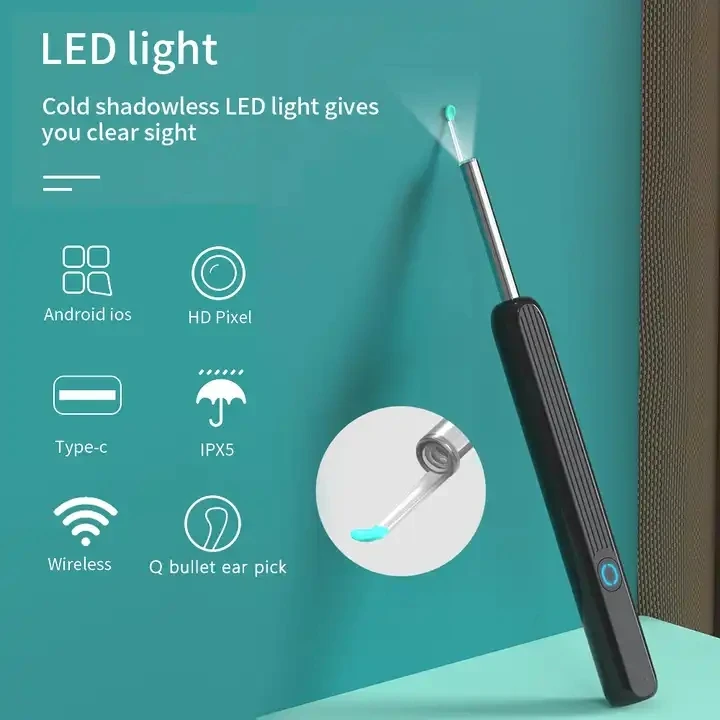 Kit de Remoção de Cera de Ouvido Inteligente IFINE Beauty 3 Eixos com Câmera, Display HD, Conexão Wi-Fi e Otoscópio com Luz - Imagem 3