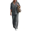 Conjunto Feminino Primavera Verão Novo de Camisa e Calça, Roupas Casuais de Linho Tamanhos Grandes, Conjunto de Duas Peças Feminino - Imagem 20
