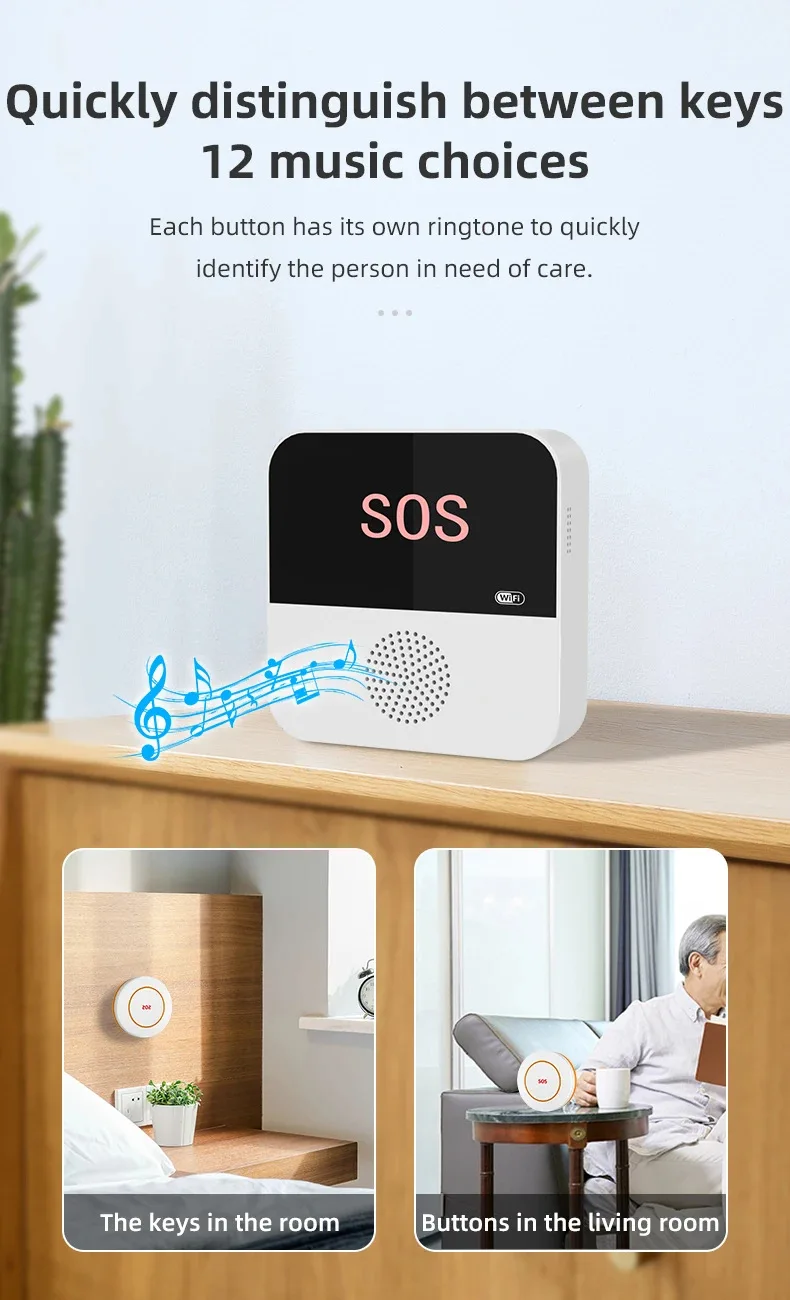 Botão de Chamada Elétrico Sem Fio Inteligente Tuya Controle por Aplicativo WiFi Botão de Emergência SOS Sensor de Alarme Monitoramento - Imagem 15