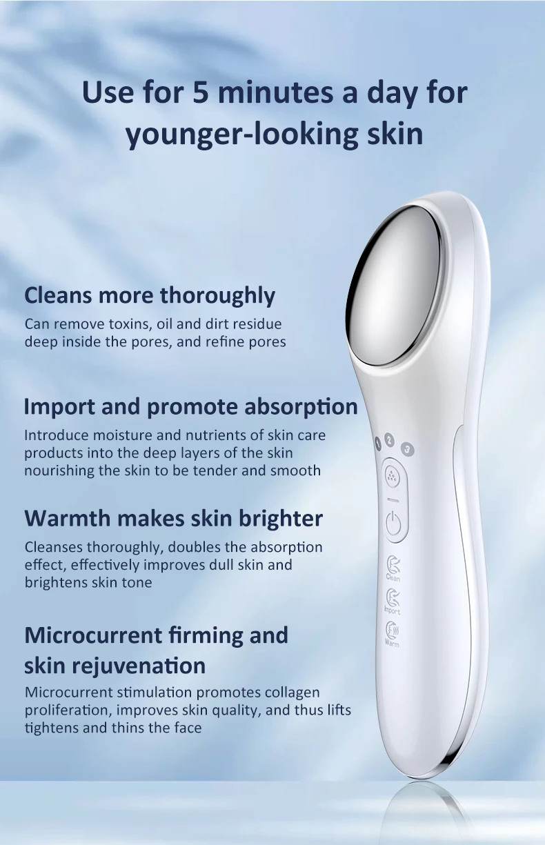 Novo Instrumento de Beleza Facial 2026 3 em 1 Massageador Anti-Envelhecimento para Firmar e Suavizar a Pele, Ferramenta de Massagem com Calor - Imagem 5