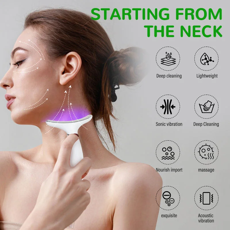 Massageador de Beleza para Lifting Facial e do Pescoço 2026 com Luz de 7 Cores, Aquecimento e Vibração, Alimentado por USB para Uso Doméstico - Imagem 3