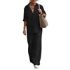Conjunto Feminino Primavera Verão Novo de Camisa e Calça, Roupas Casuais de Linho Tamanhos Grandes, Conjunto de Duas Peças Feminino - Imagem 9