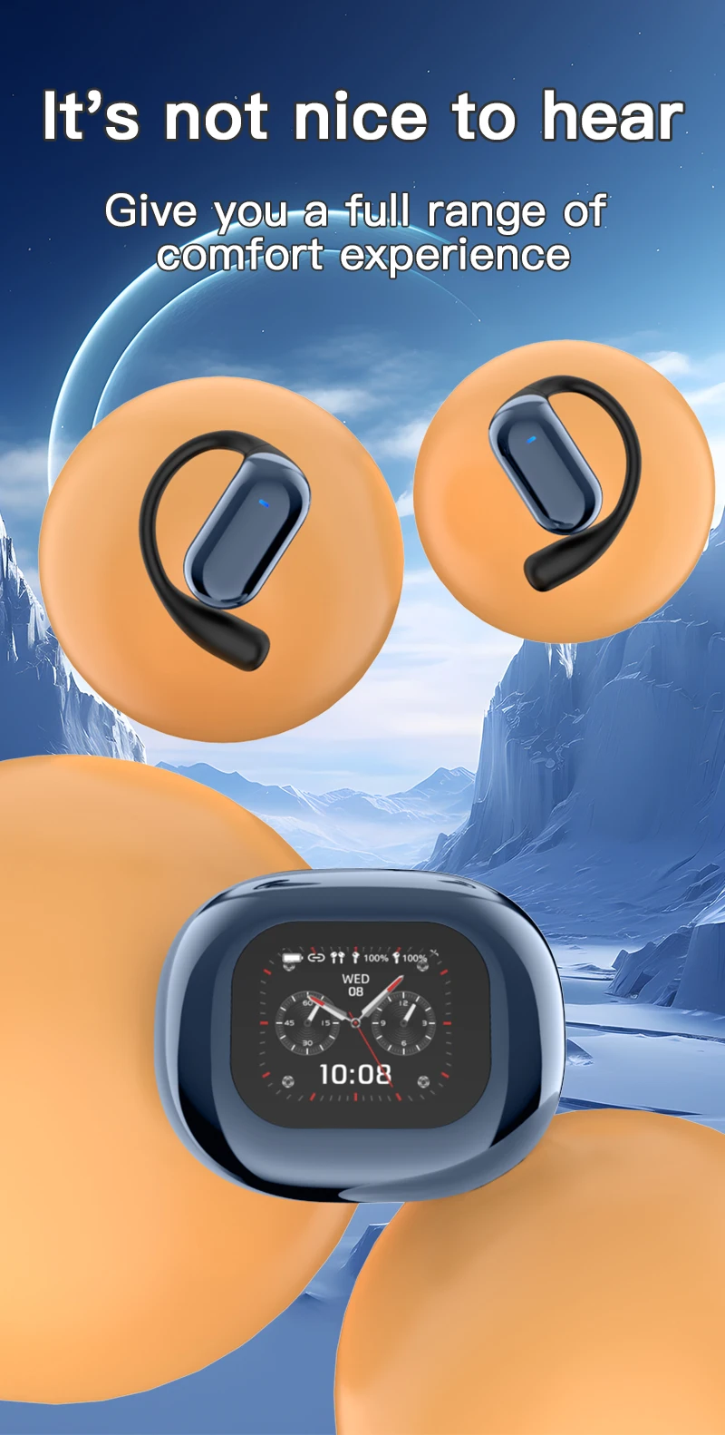 3-em-1 AI Language Translator Earbuds Tempo real OWS HD Som Qualidade Longa Vida útil da bateria 144 Idiomas Touch Screen 5G - Imagem 9