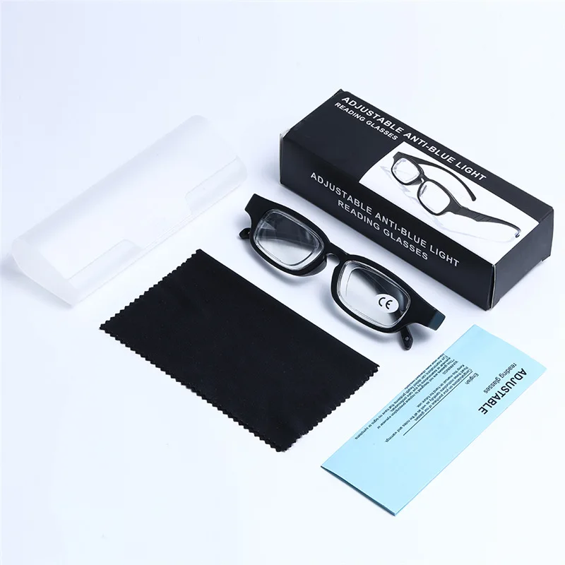 Óculos de Leitura Inteligentes para Idosos com Lentes de Comprimento Focal Ajustável e Proteção Anti-luz Azul, Armação TR90, Grau 100-400 para