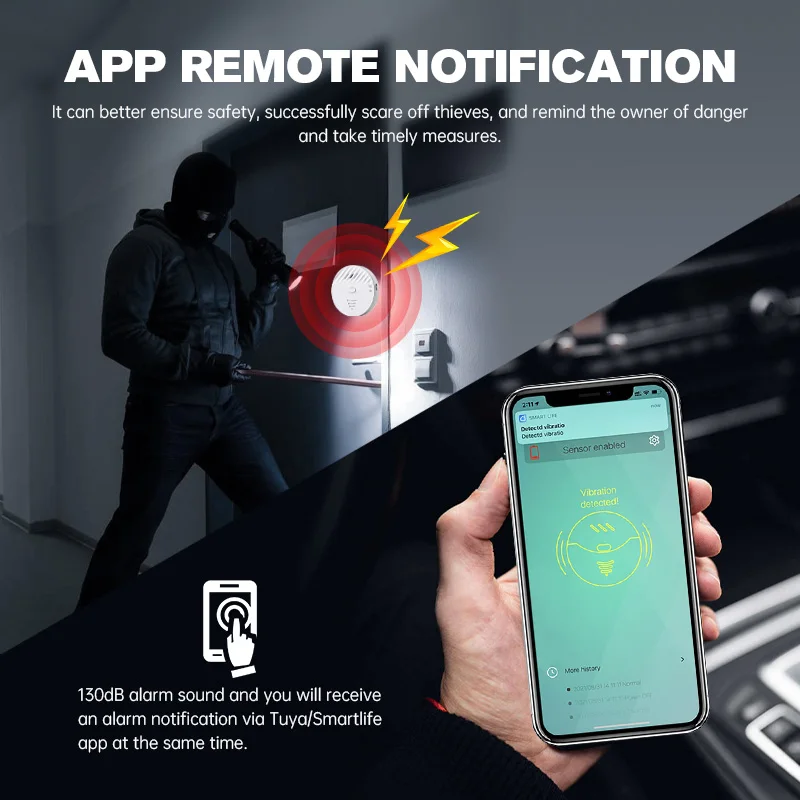 Sistema de Alarme Antifurto Sem Fio para Casa com Sensor de Vibração de Porta Tuya Smart Home - Imagem 2