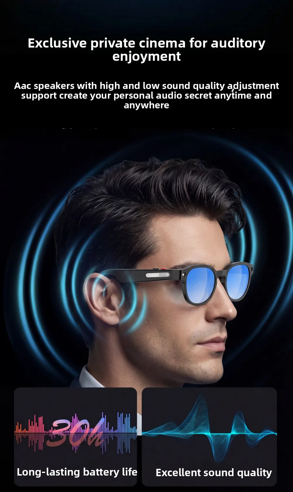 Novos Óculos Inteligentes AIMB-S1 com Câmera de 5MP, Reprodução de Música, Gravação de Chamadas + Gravação de Vídeo + Tradução por IA + - Imagem 14
