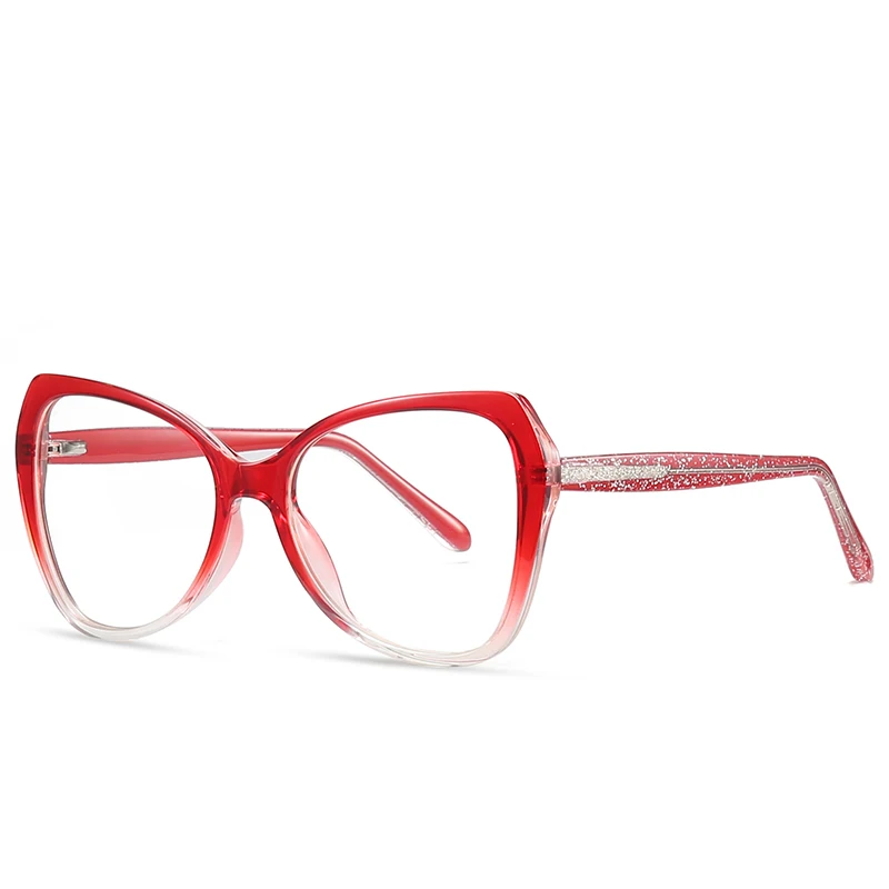 Óculos Ópticos New Big Frame Anti-Blue Light Lady Spectacle Frames com Vermelho e Azul Primavera Pin Temple - Imagem 8