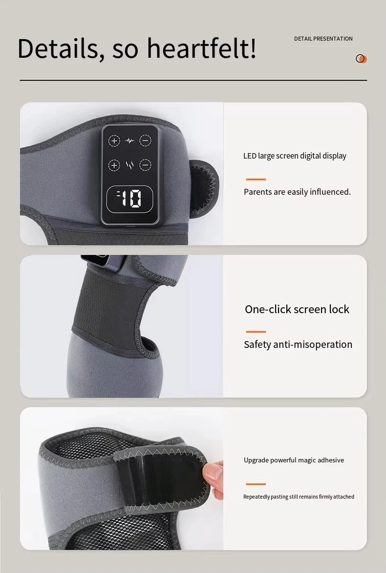 Novo Massageador Vibratório Recarregável com Aquecimento e Compressão de Ar para Terapia de Reabilitação de Pernas e Suporte para Joelhos de Idosos - Imagem 5