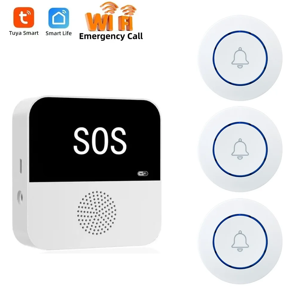 Botão de Chamada Elétrico Sem Fio Inteligente Tuya Controle por Aplicativo WiFi Botão de Emergência SOS Sensor de Alarme Monitoramento - Imagem 9