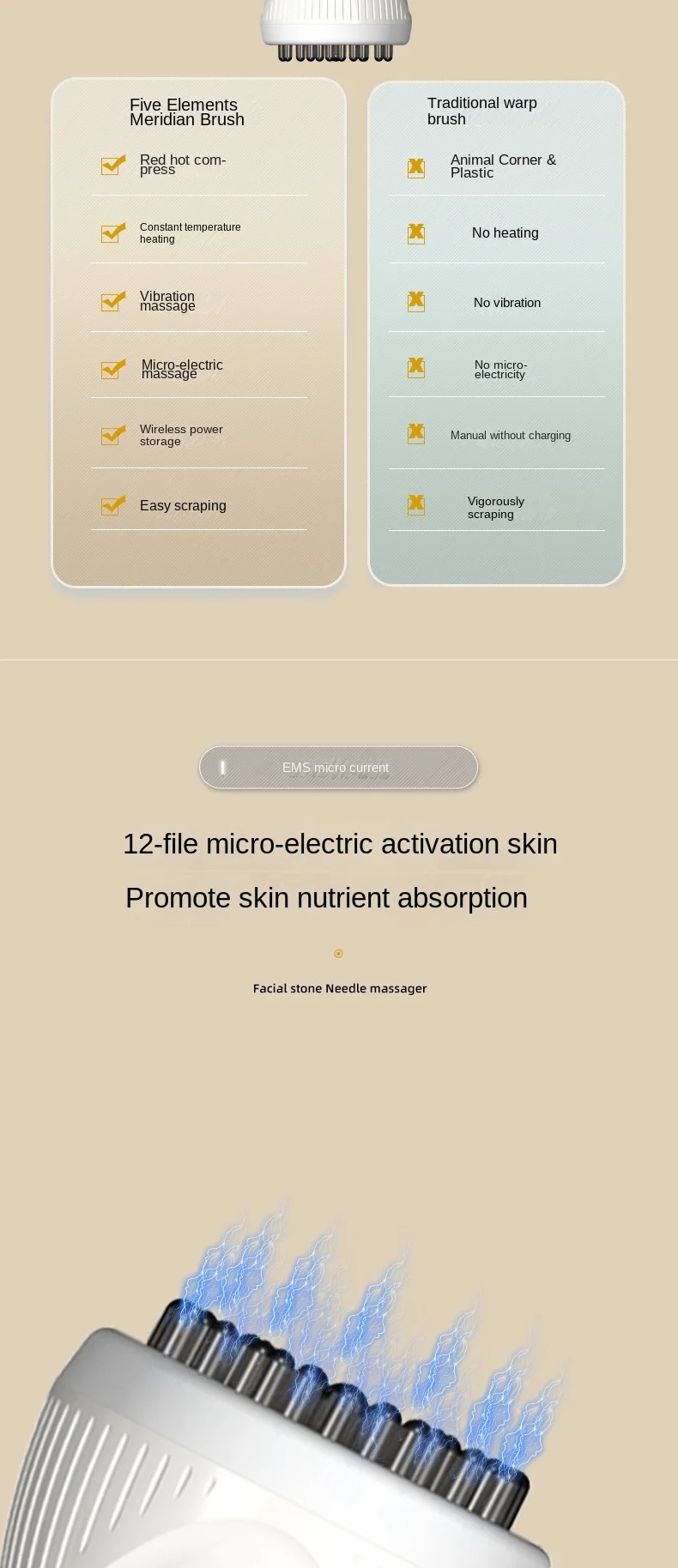 Escova Elétrica Meridian Inteligente para Massagem Abdominal, Vibração, Luz Vermelha e Drenagem para Ombros e Pescoço - Imagem 10